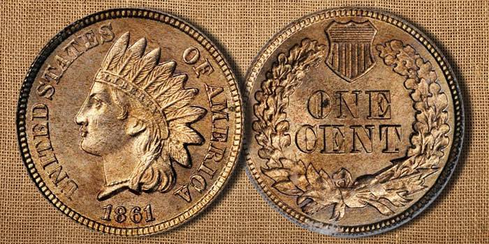 Side-by-side comparison of common 1861 Indian Head penny date vs. Snow-1 RPD-001 showing ghost digit impressions below primary 6 and 1