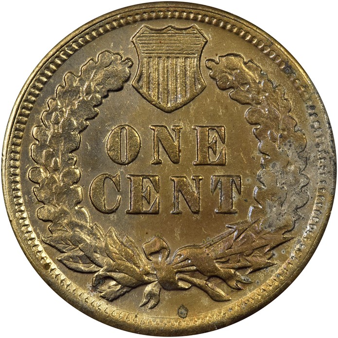 1861 Indian Head cent proof strike showing mirror-like fields and frosted Lady Liberty design with ~1,000 minted